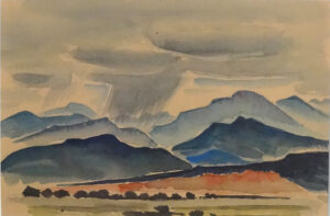 Arnold Ronnebeck, View from Jemez Mountains, watercolor on paper, 1925