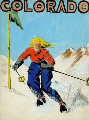 Arnold Ronnebeck, Colorado Downhill, mixed media and college on card, c1941-42