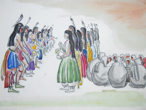 Arnold Ronnebeck, Santo Domingo Corn Dance, watercolor and ink on paper, c1927