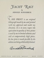 Yacht Race AAG Print Label, c1936 Arnold Ronnebeck, Yacht Race AAG Print Label, c1936