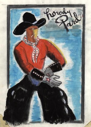 Arnold Ronnebeck, Howdy Pard, watercolor, ink and graphite on paper, c1941-42