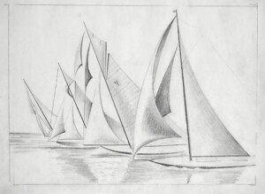 Arnold Ronnebeck, Sailboats, graphite on paper, date unknown