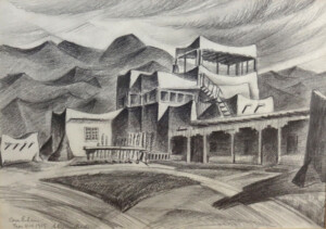 Arnold Ronnebeck, Casa Luhan, pencil on paper, 1925