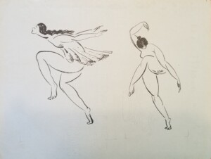 Arnold Ronnebeck, Isadora Duncan, ink on paper, 1912