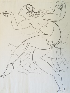 Arnold Ronnebeck, Isadora Duncan, ink on paper, 1912