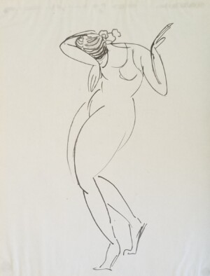 Arnold Ronnebeck, Isadora Duncan, ink on paper, 1912