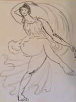 Isadora Duncan, ink on paper, 1912 Arnold Ronnebeck, Isadora Duncan, ink on paper, 1912