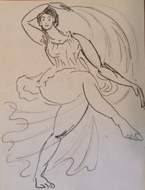 Arnold Ronnebeck, Isadora Duncan, ink on paper, 1912