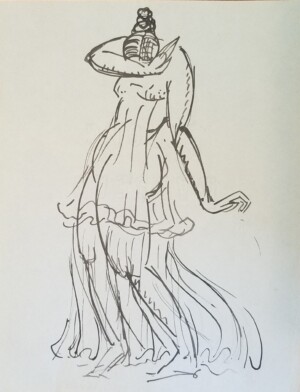 Arnold Ronnebeck, Isadora Duncan, ink on paper, 1912