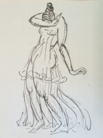 Isadora Duncan, ink on paper, 1912 Arnold Ronnebeck, Isadora Duncan, ink on paper, 1912