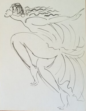 Arnold Ronnebeck, Isadora Duncan, ink on paper, 1912