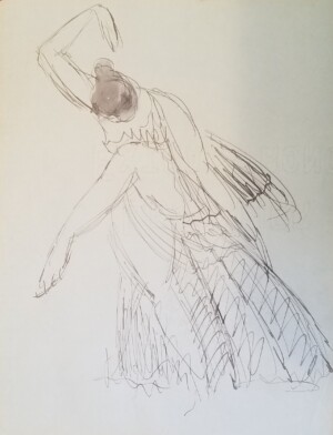 Arnold Ronnebeck, Isadora Duncan, ink and watercolor on paper, 1912