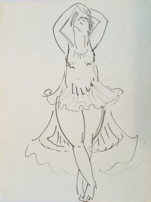 Arnold Ronnebeck, Isadora Duncan, ink on paper, 1912
