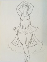 Isadora Duncan, ink on paper, 1912 Arnold Ronnebeck, Isadora Duncan, ink on paper, 1912