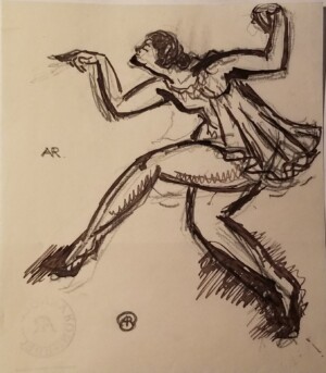 Arnold Ronnebeck, Isadora Duncan, ink on paper, 1912