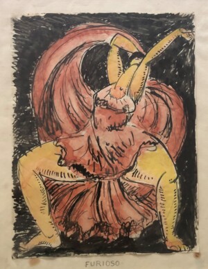 Isadora Duncan Furioso, watercolor and ink on paper, 1912