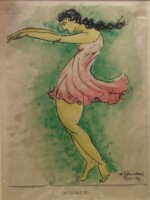 Isadora Duncan Vivace, watercolor and ink on paper, 1912 Arnold Ronnebeck, Isadora Duncan Vivace, watercolor and ink on paper, 1912