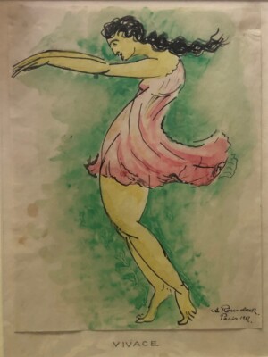 Arnold Ronnebeck, Isadora Duncan Vivace, watercolor and ink on paper, 1912