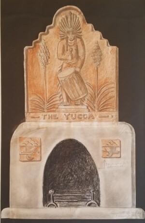 Arnold Ronnebeck, The Yucca, Study for La Fonda Hotel, graphie and colored pencil on paper, 1946
