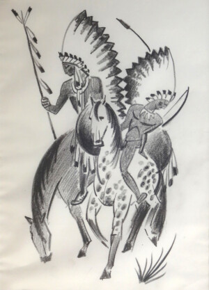 Arnold Ronnebeck, Plains Indians, charcoal on paper, c1931