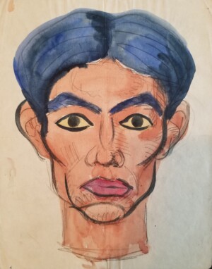 Arnold Ronnebeck, Portrait of a Man, watercolor and pencil on paper, date unknown