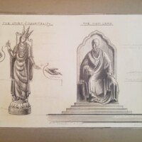 Spirit of Hospitality and High Lama, Pencil on Paper Mounted on Board, 1938 Arnold Ronnebeck, Spirit of Hospitality and High Lama, 1938