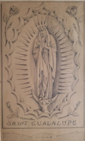 Arnold Ronnebeck, St. Guadalupe, Study for La Fonda, pencil on paper, c1927