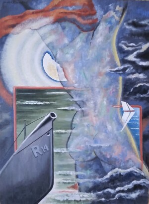 Arnold Ronnebeck, Two Seas and a Moon, oil on canvas, c1940s